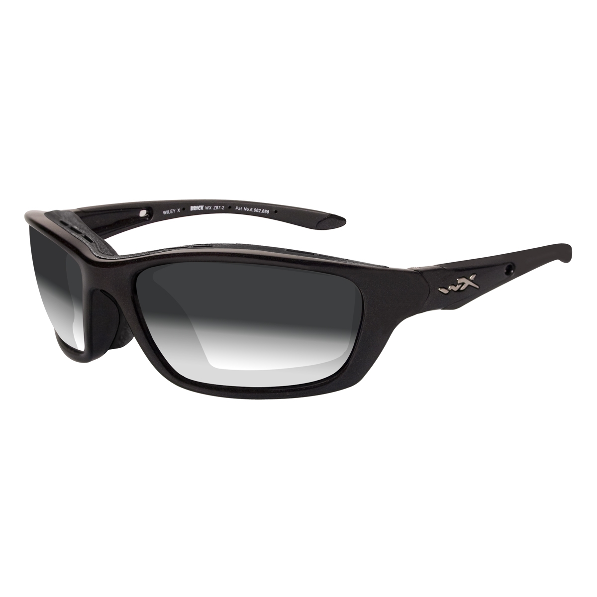 Wiley X Brick Sunglasses Metallic Black Frame Light Adjusting Grey