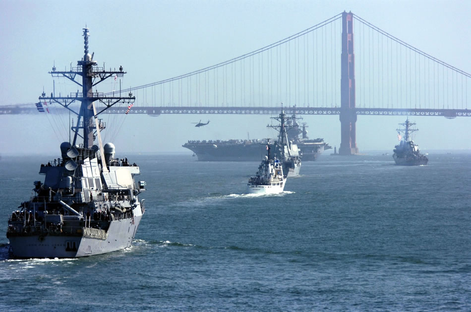 Parade of Ships Under Golden Gate Bridge Fleet Week 2018