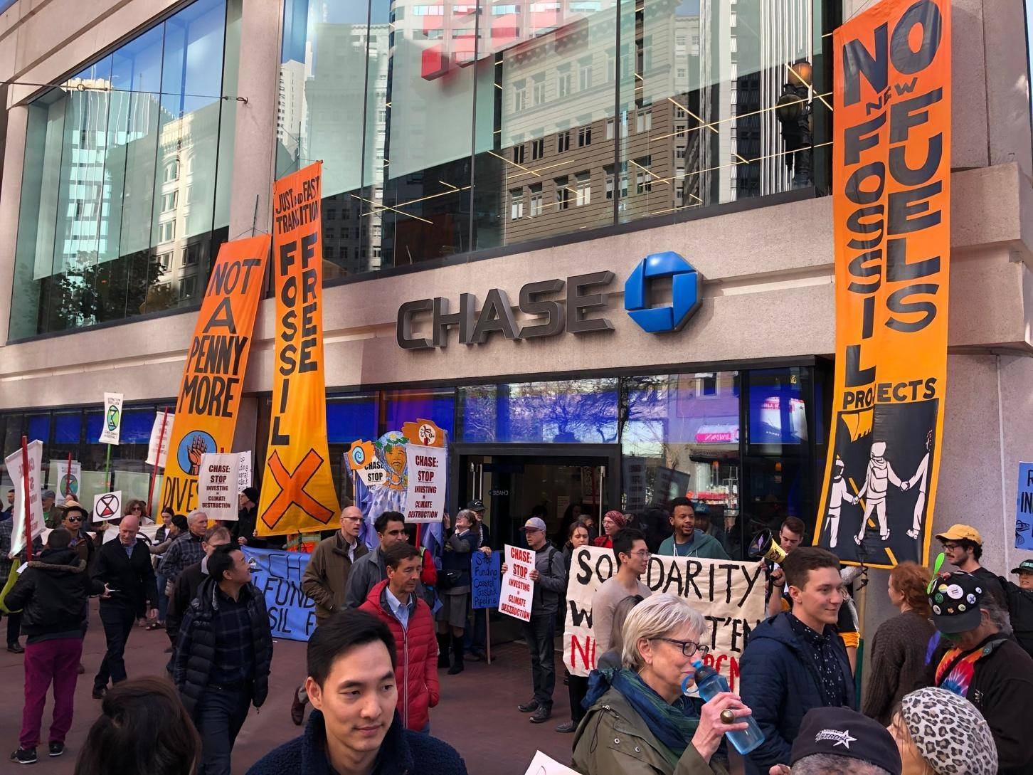 Stop The Money Pipeline at Chase Bank Rally & Protest Oakland