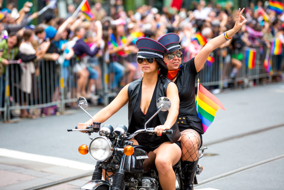 SF's "Dykes on Bikes" 45th Anniversary Roar Down Market Street