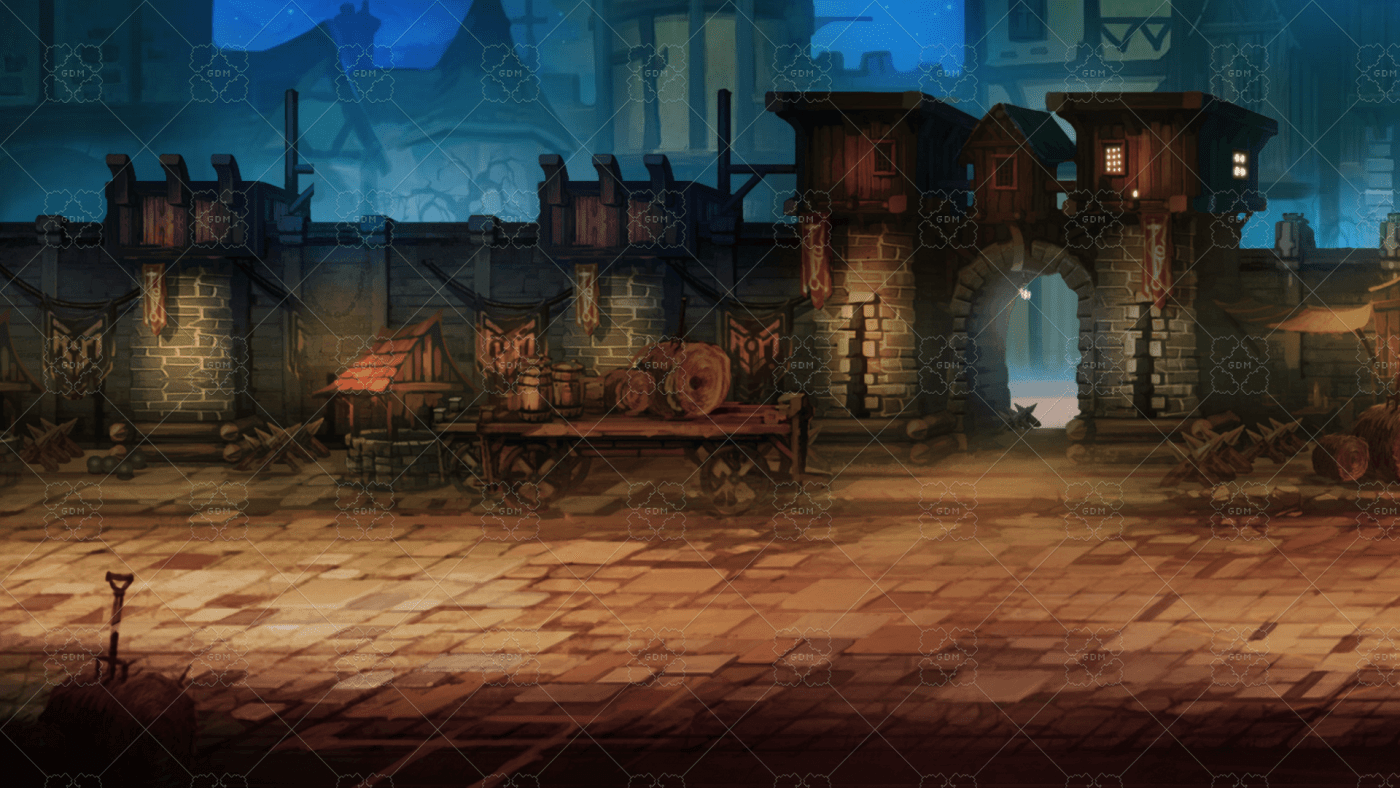 ARCADE STYLE SCROLLING BACKGROUND DARK VILLAGE GameDev Market