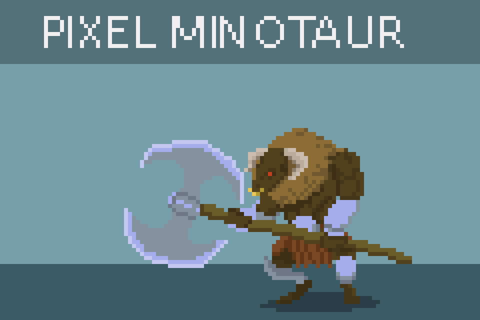 Animated Pixel Minotaur GameDev Market