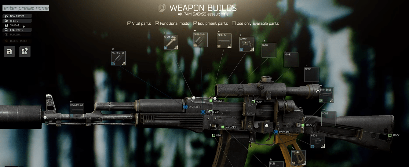 Build Weapons Using Presets in Escape from Tarkov Gamer Journalist