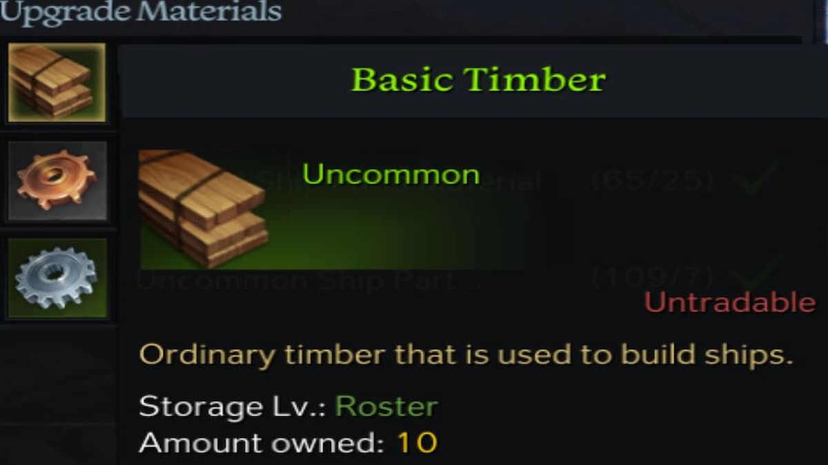 Where To Get Basic Timber To Upgrade Ships in Lost Ark