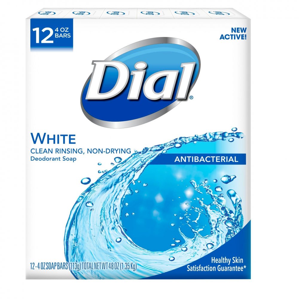 Dial Bath Soap Antibacterial White 12PK of 4oz Bars Garden Grocer