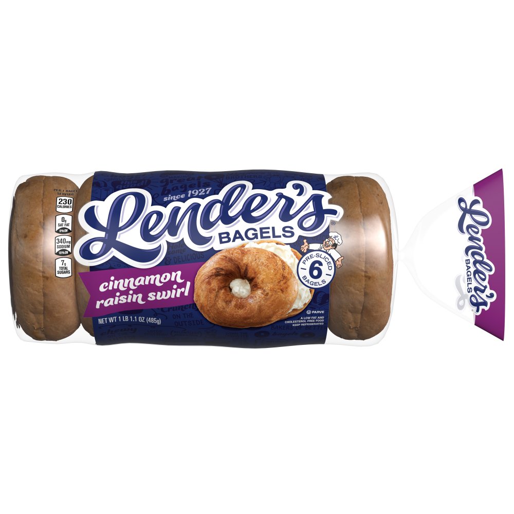 Lender's Premium Refrigerated Bagels Cinnamon Raisin Swirl 6CT 17.1oz