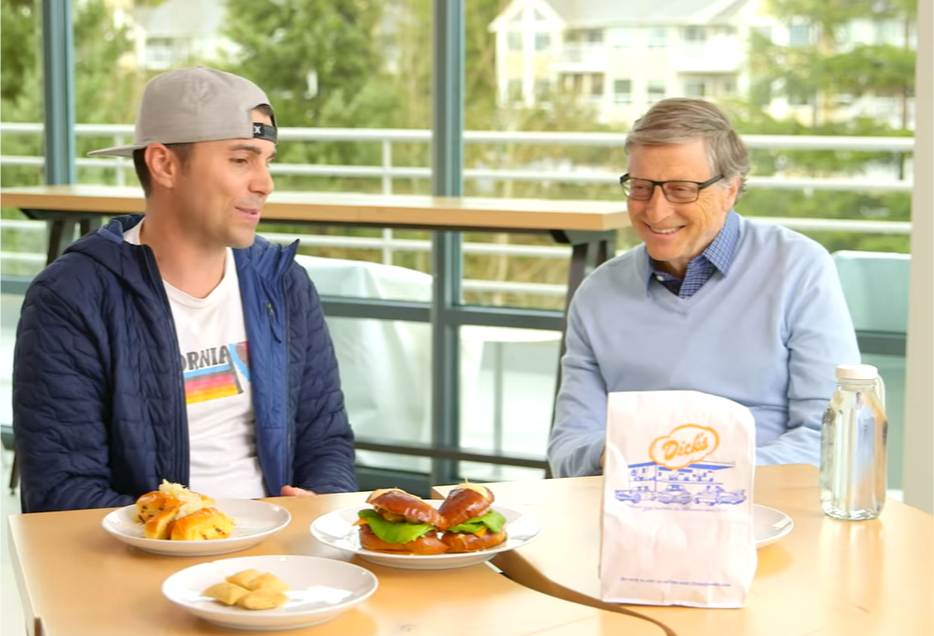 Hamburger expert Bill Gates tests plantbased meat, with Dick's burgers