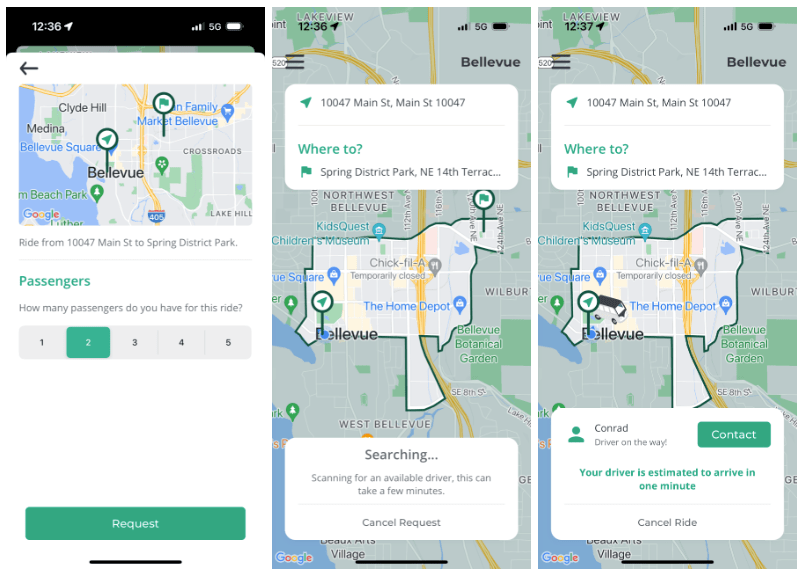 Test ride GeekWire hops in BellHop, a free electric shuttle service in