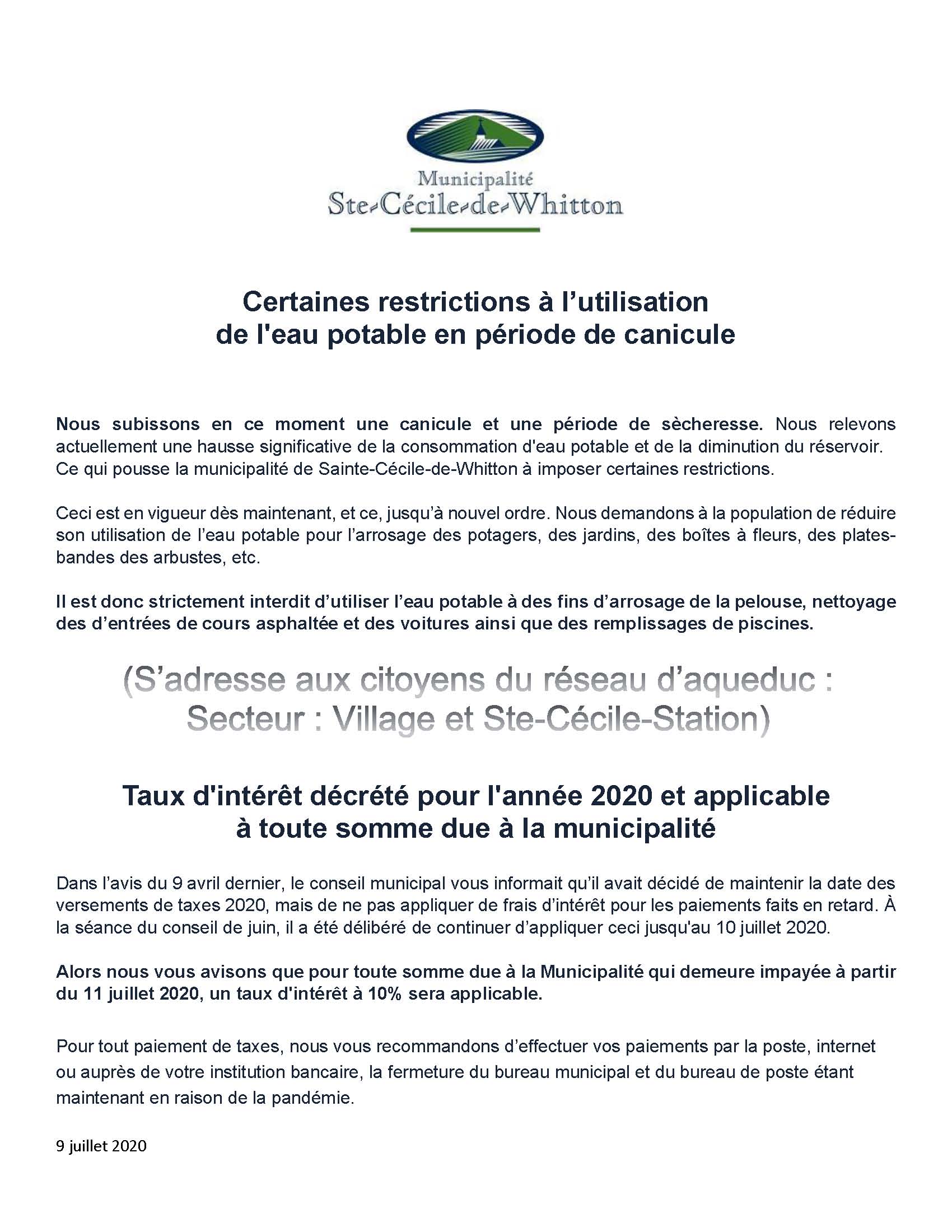 Blog Municipalité de SainteCéciledeWhitton