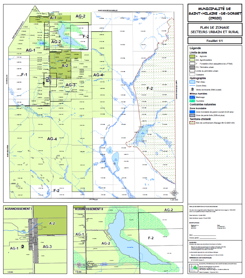 Plan de zonage Municipalité de SaintHilairedeDorset