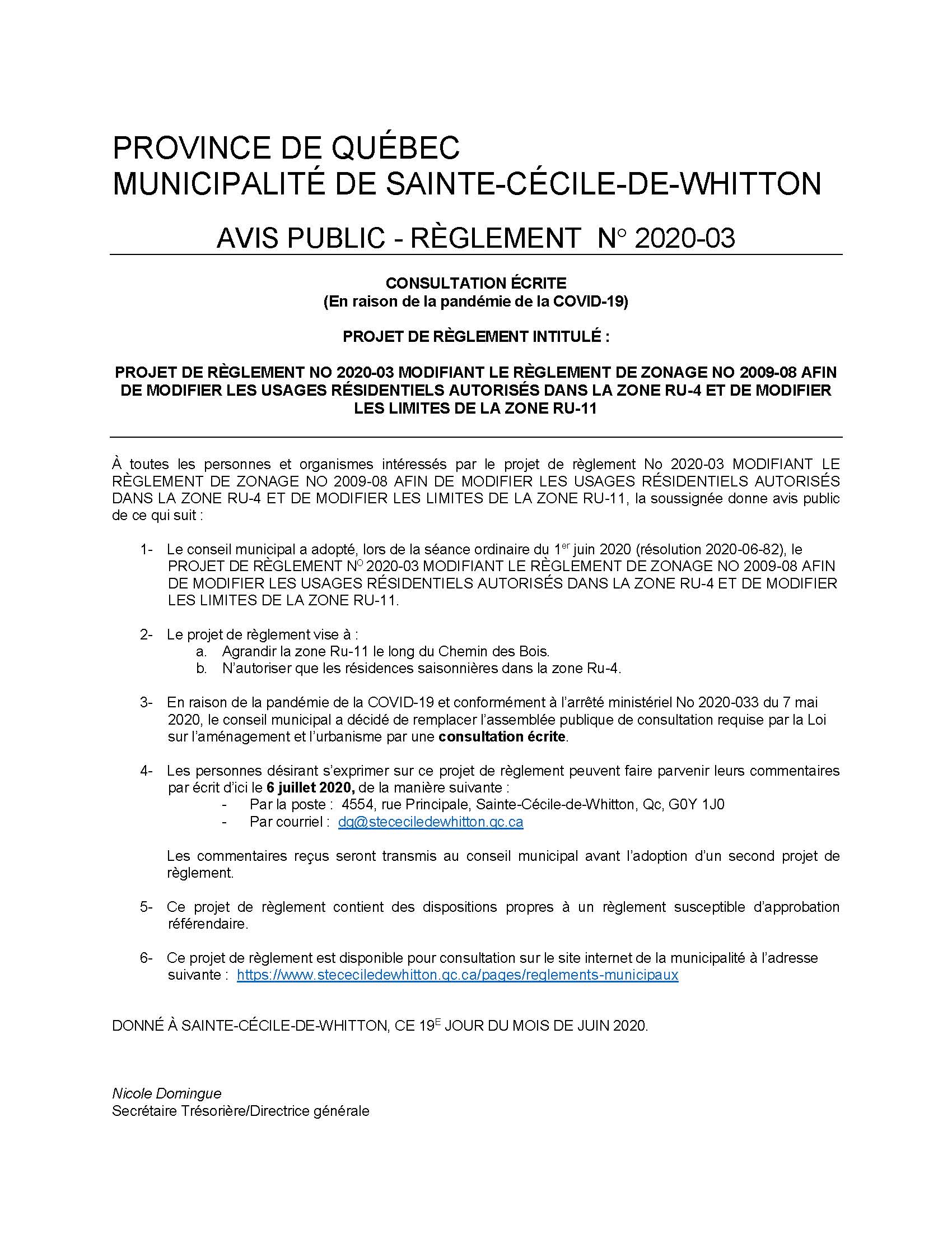 Blog Municipalité de SainteCéciledeWhitton