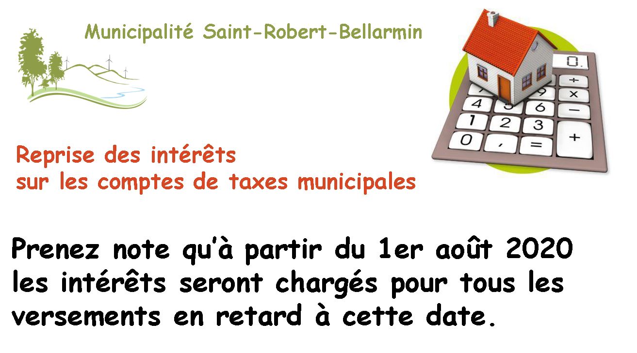 3ième versement des taxes municipale jeudi 6 août 2020 Municipalité