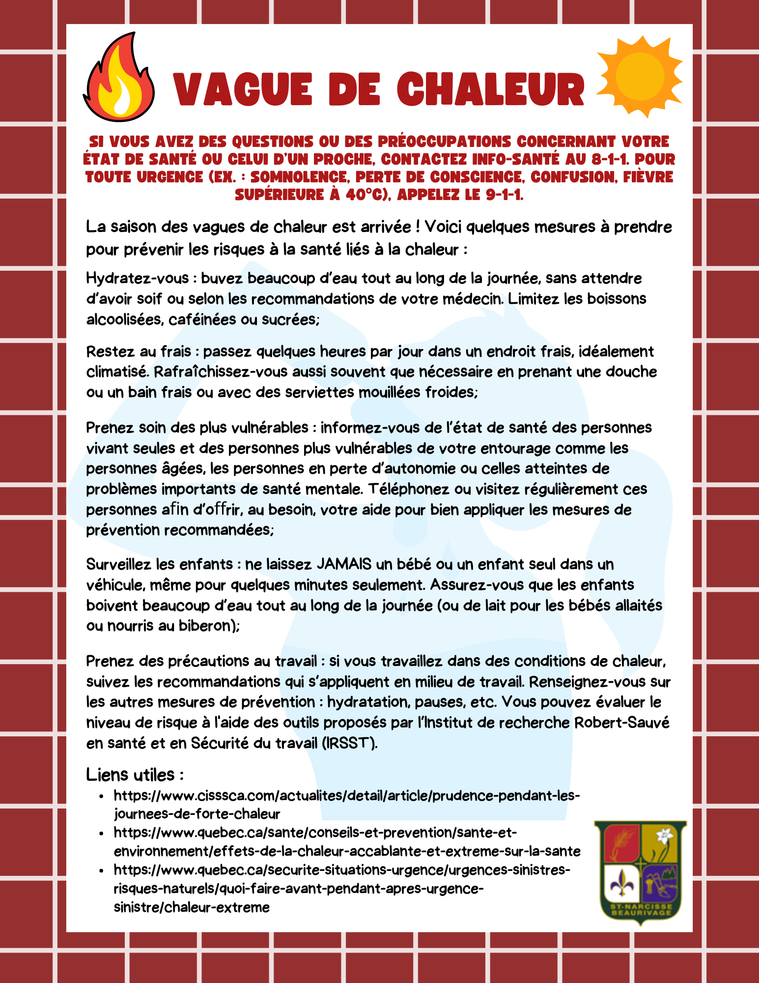 Sécurité civile Municipalité de SaintNarcissedeBeaurivage