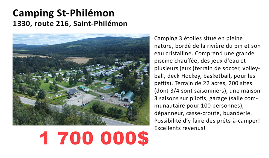 Propriétés à vendre / à louer Municipalité de SaintPhilémon