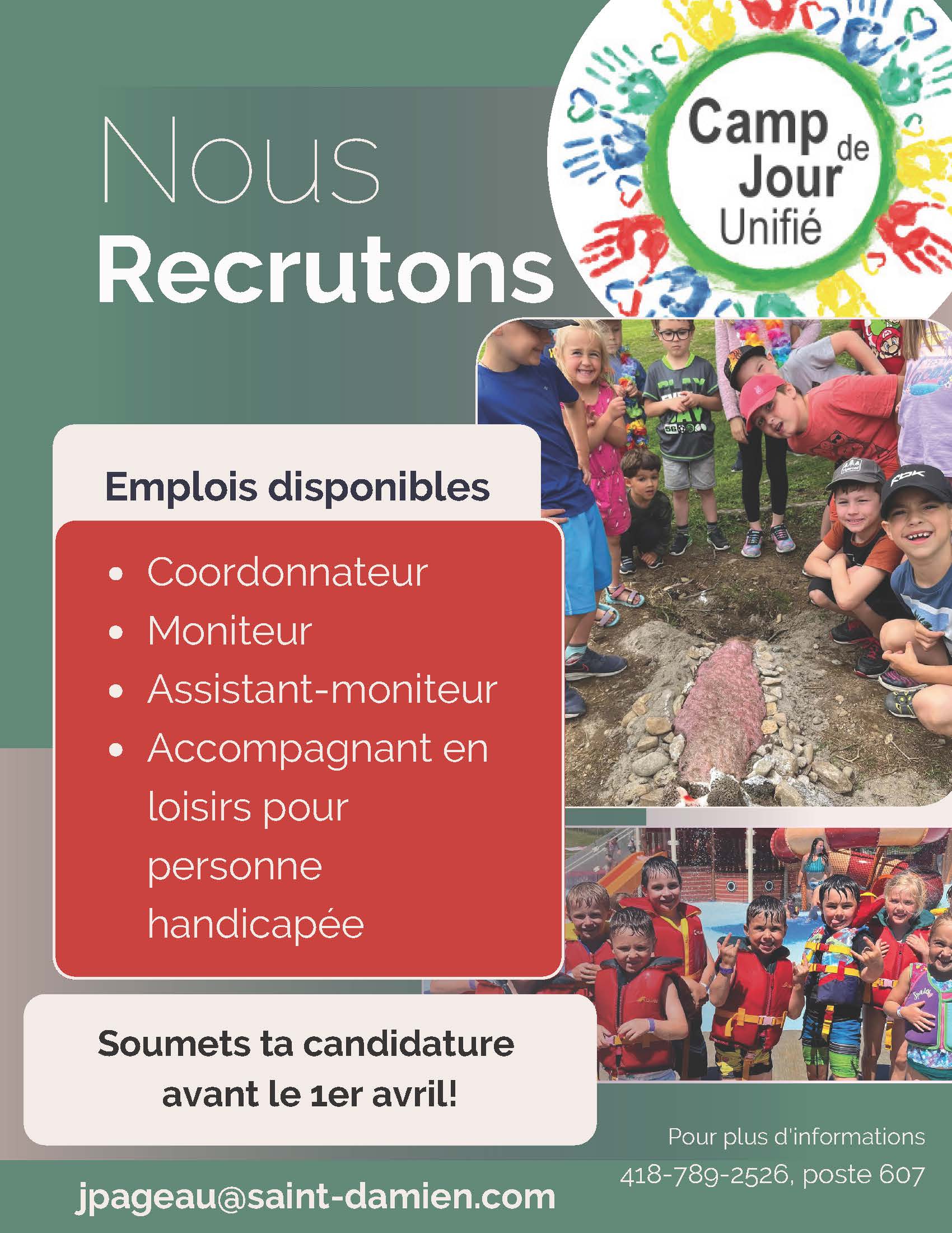 Camp de jour unifié Municipalité de SaintPhilémon