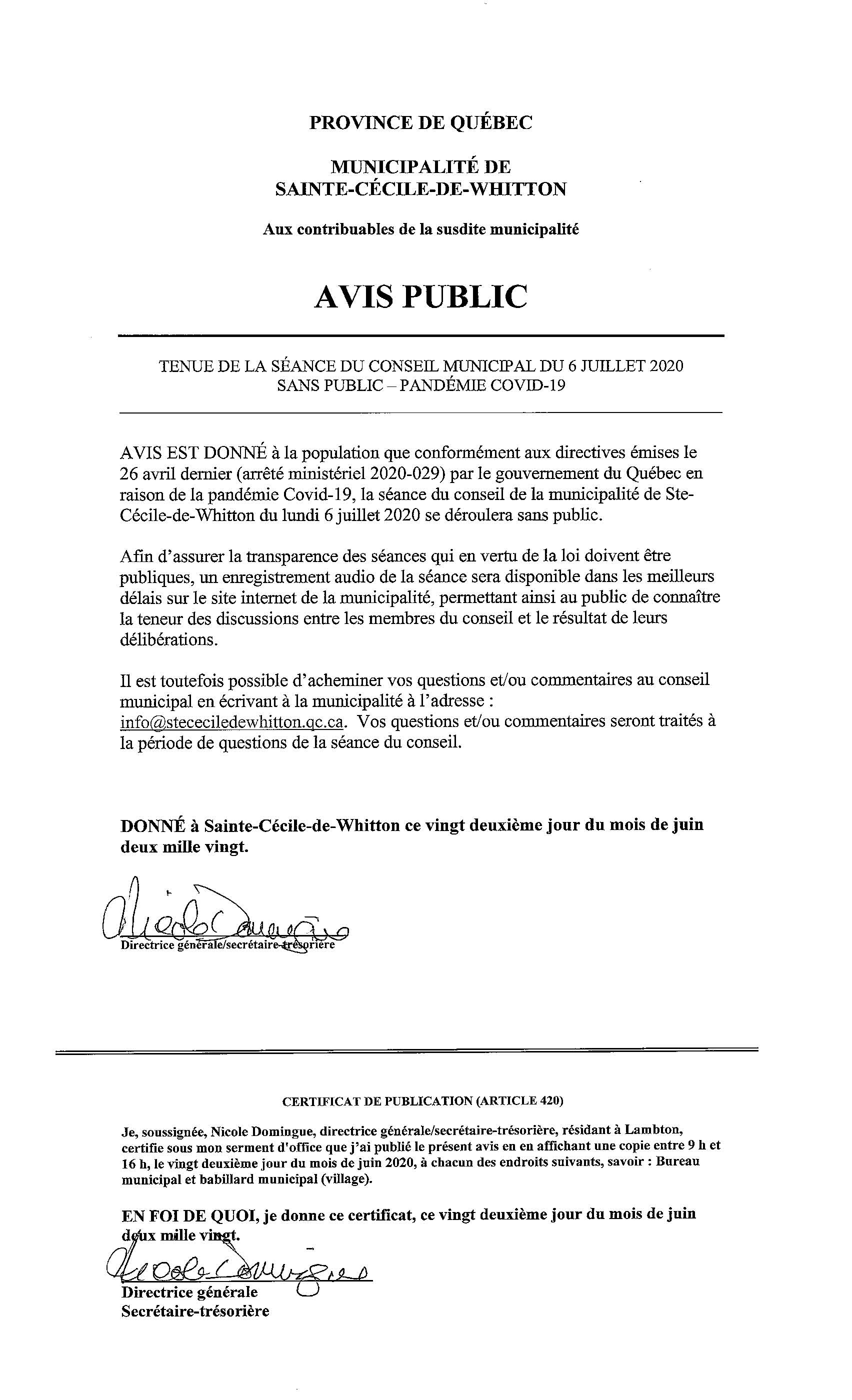 Blog Municipalité de SainteCéciledeWhitton