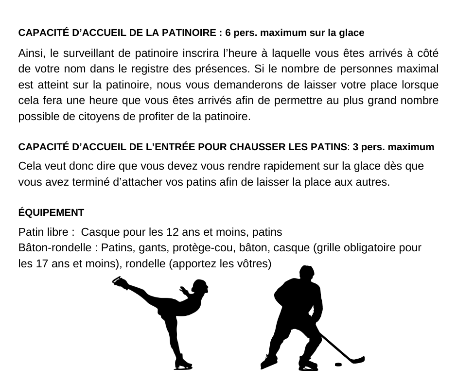 Horaire patinoire Municipalité de SaintCamilledeLellis