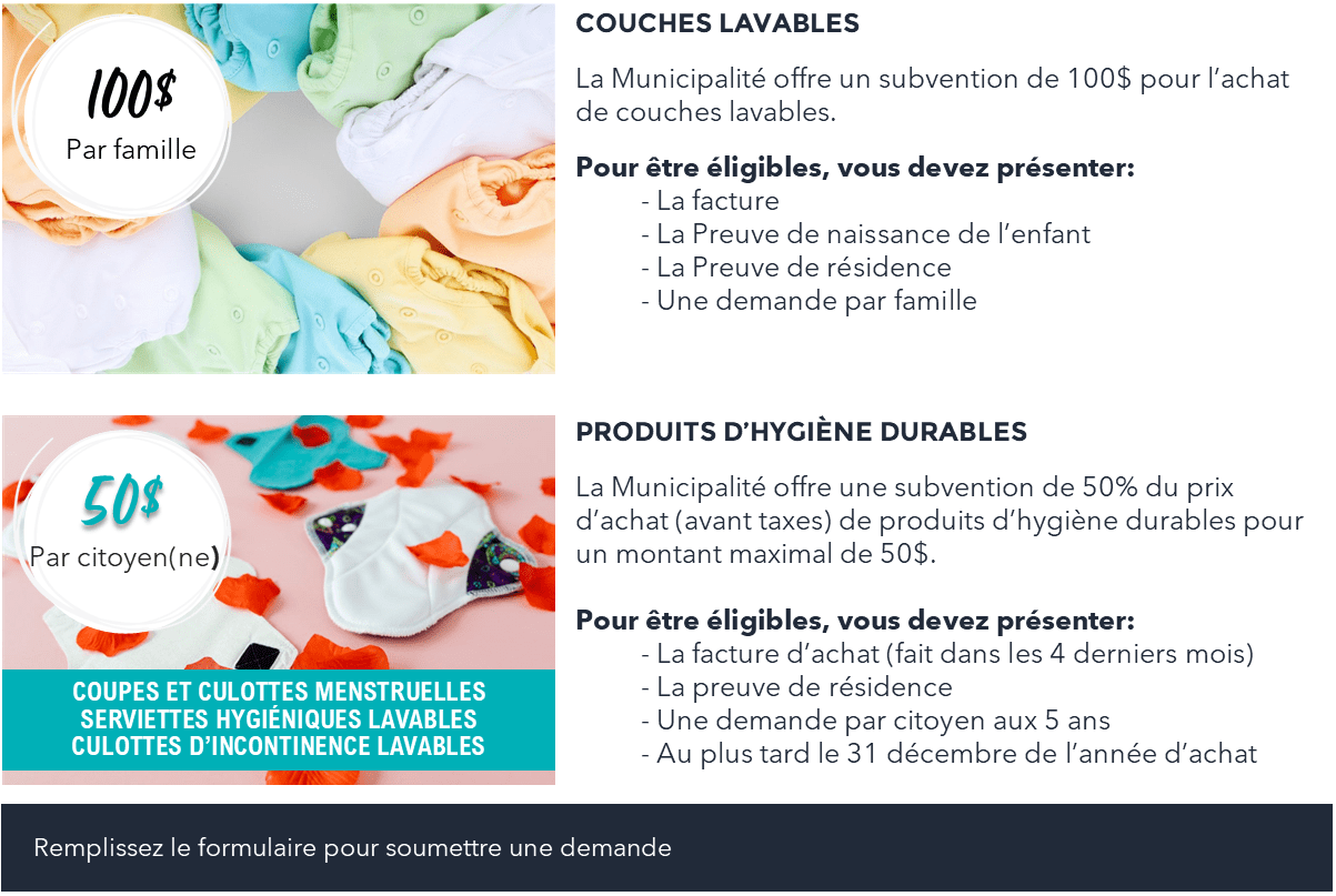 Couches lavables et produits d'hygiène durables Municipalité de La