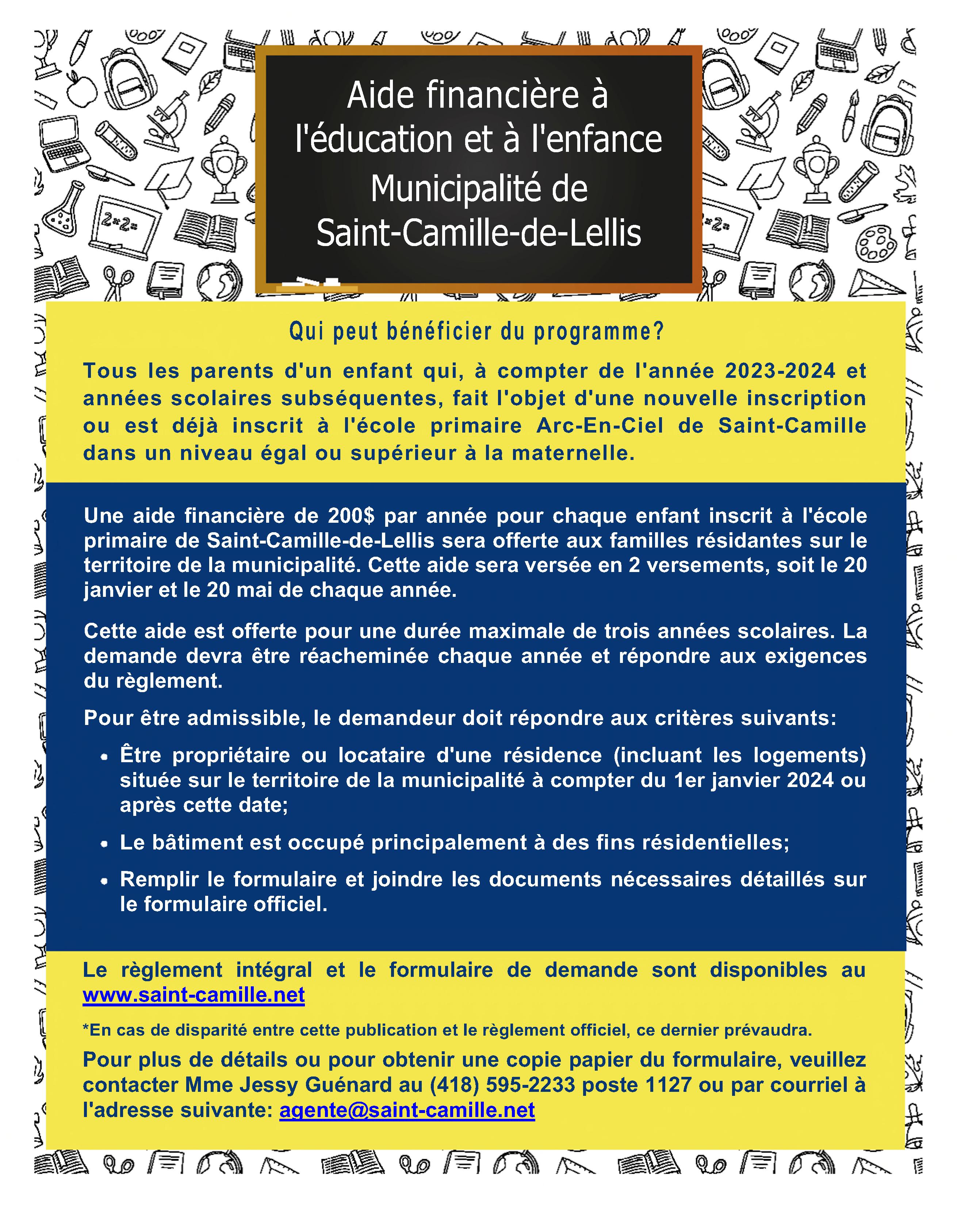 Programme d’aide à l'éducation et à l'enfance Municipalité de SaintCamilledeLellis