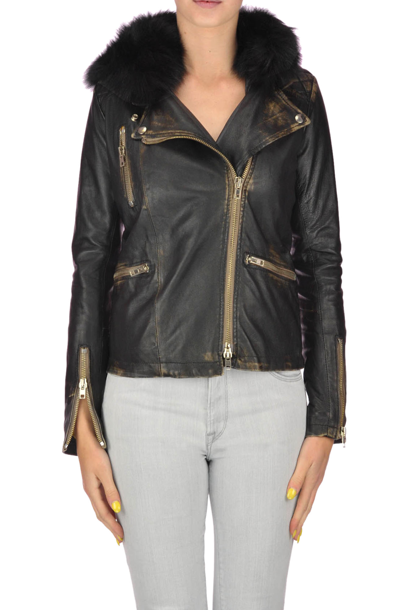 Sword Giubbotto in pelle con pelliccia Acquista ora