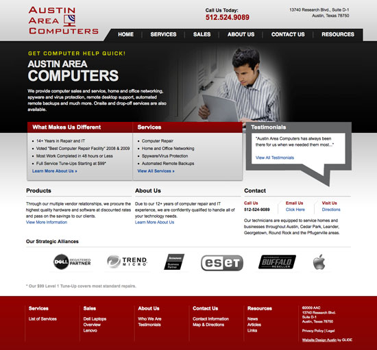 Austin Area Computers Project GLIDE LLC Austin site Design Company