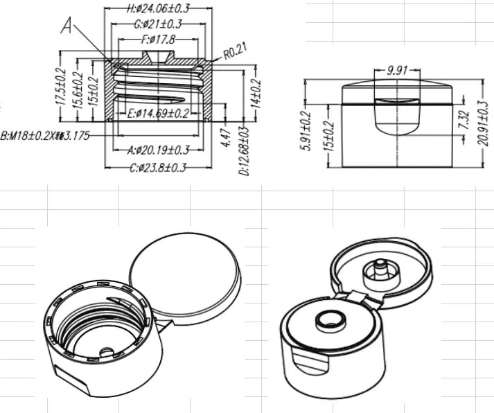 Plastic Caps For Tubing FLIP TOP CAPF4067 Mingsanfeng