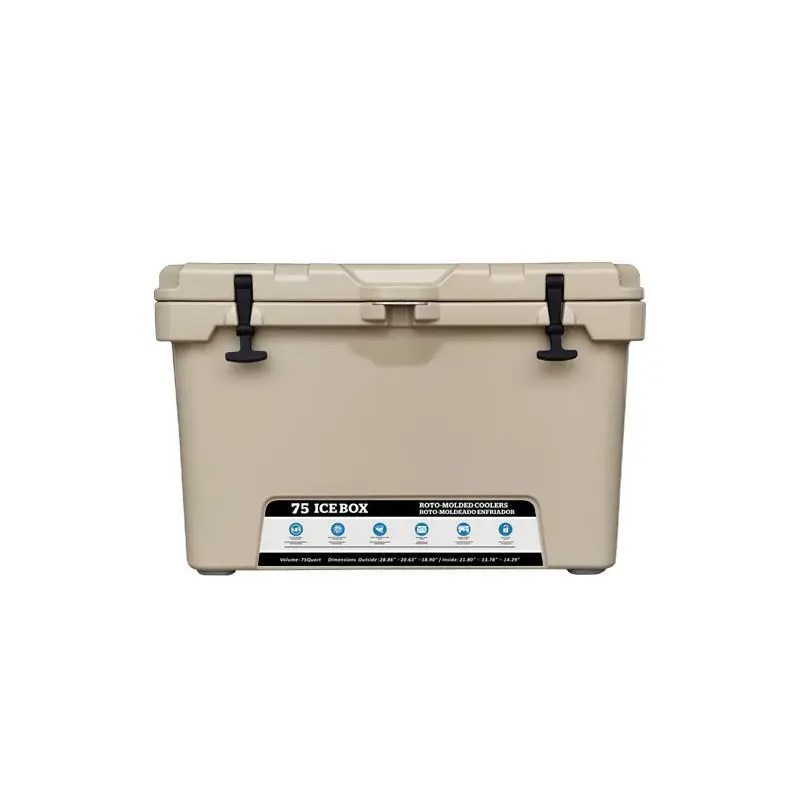 Wholesale HTEH75 Solid Portable Plastic Tan Cooler Box Keep Ice Frozen