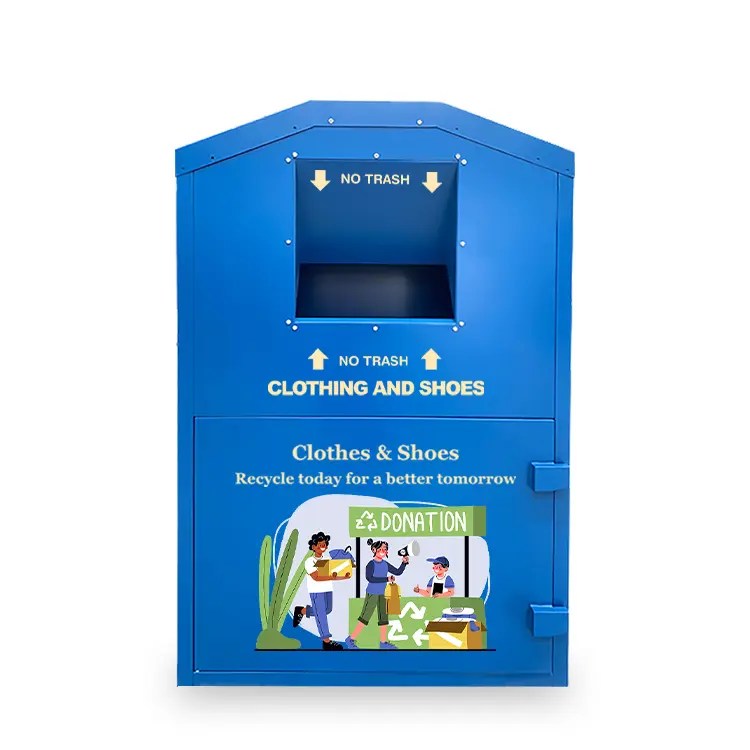 Wholesale Book Shoes Clothes Donation Box Blue Clothing Recycling Bins
