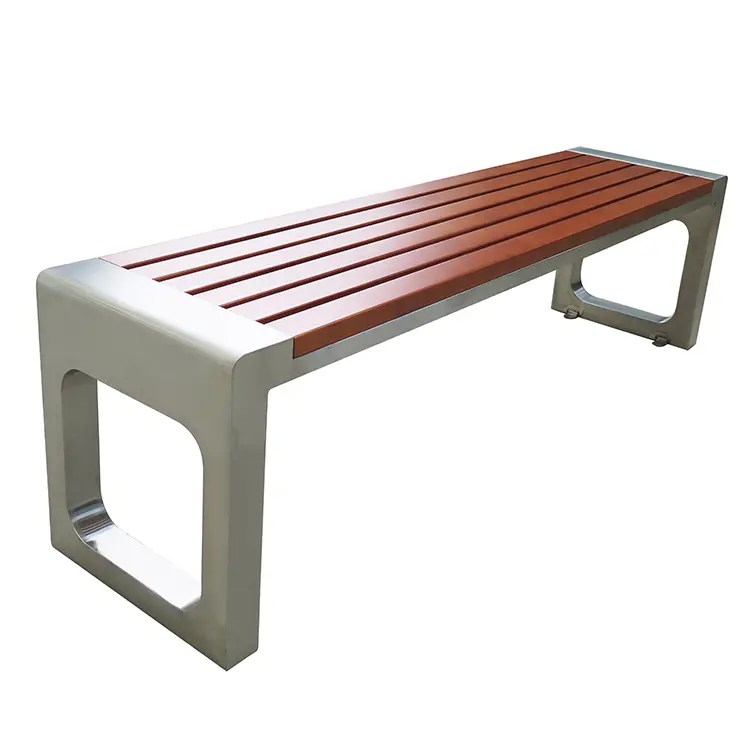 Wholesale Public Street Backless Wooden Park Bench Seats With Stainless