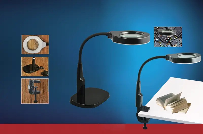China Hot Sale Inspection Working Lamp 2 in 1 TableClamp LED Magnifier