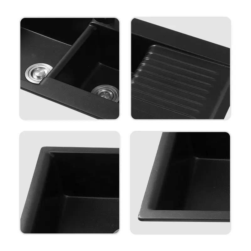 China Two Bowls Hard Stone Sink For Kitchen Manufacturer and Supplier