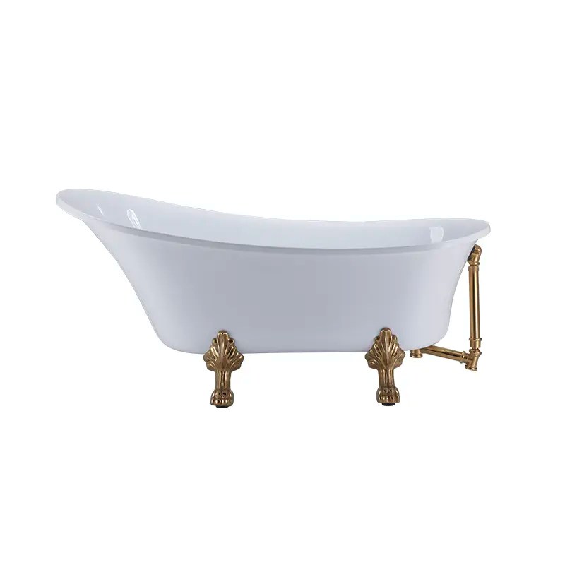 China Single Ended Freestanding Slipper Roll Top Bath with Chrome Tiger