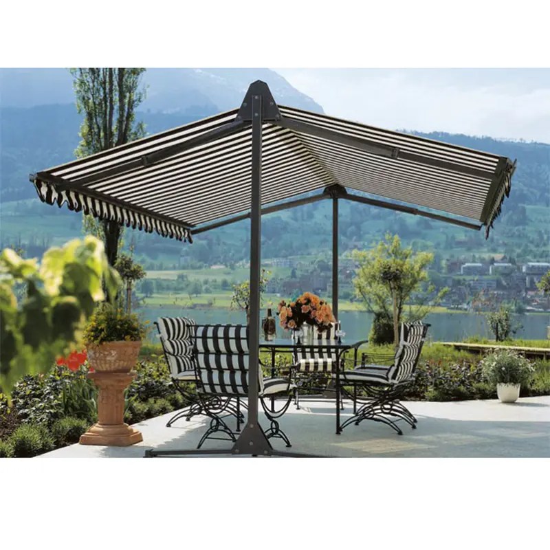 Wholesale Black Striped Retractable Patio Awning Manufacturer and Supplier Charlotte