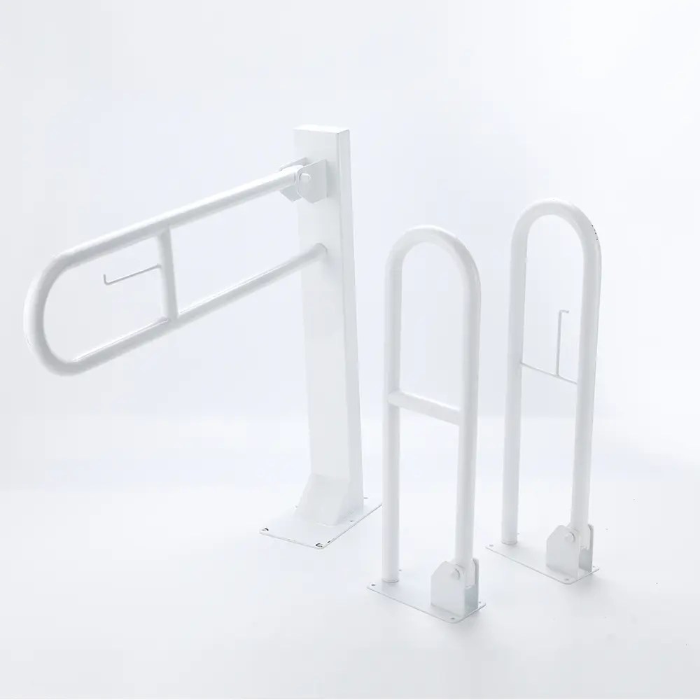 Wholesale White hinged bathroom safety rail Handrail bar support Bathroom folding support rail