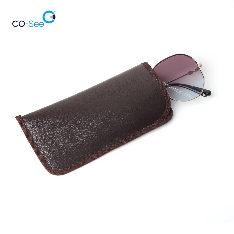 China Custom Logo Personalised Small Pouch Luxury PU Leather Glasses Bag Manufacturer and