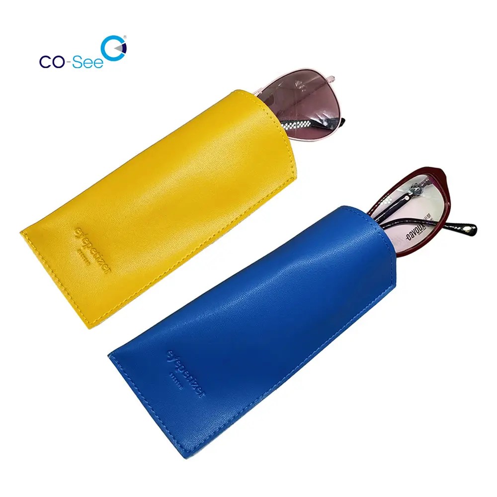 China Fashion Simple Soft Leather Reading Eyeglasses Sleeve Pouch for