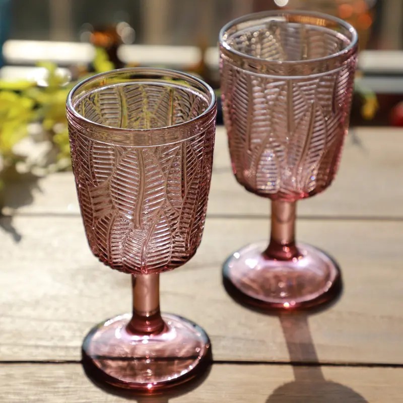 Wholesale Colored crystal wine glass goblet machine pressed glass cup