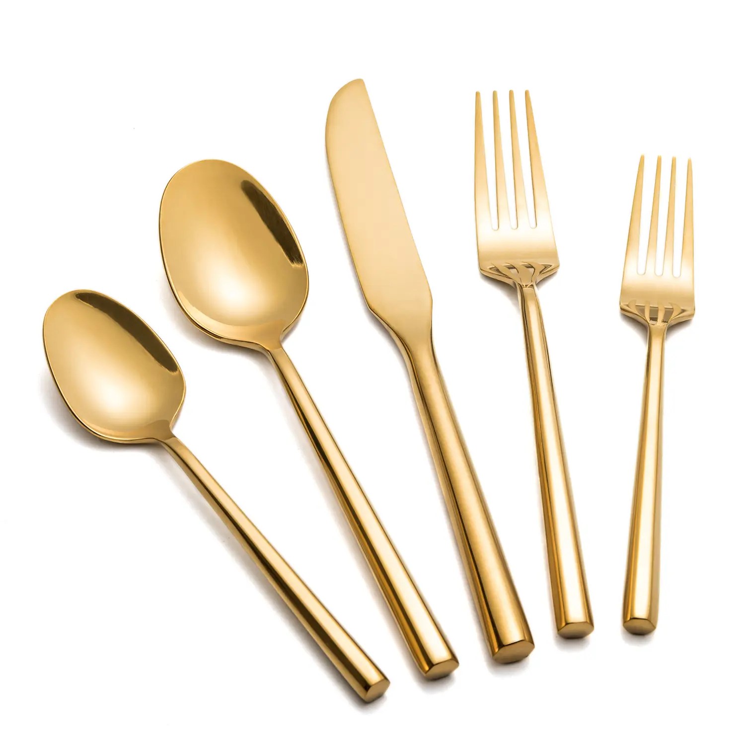 Wholesale Hand Gold Hexagon Stainless Steel Silverware Set
