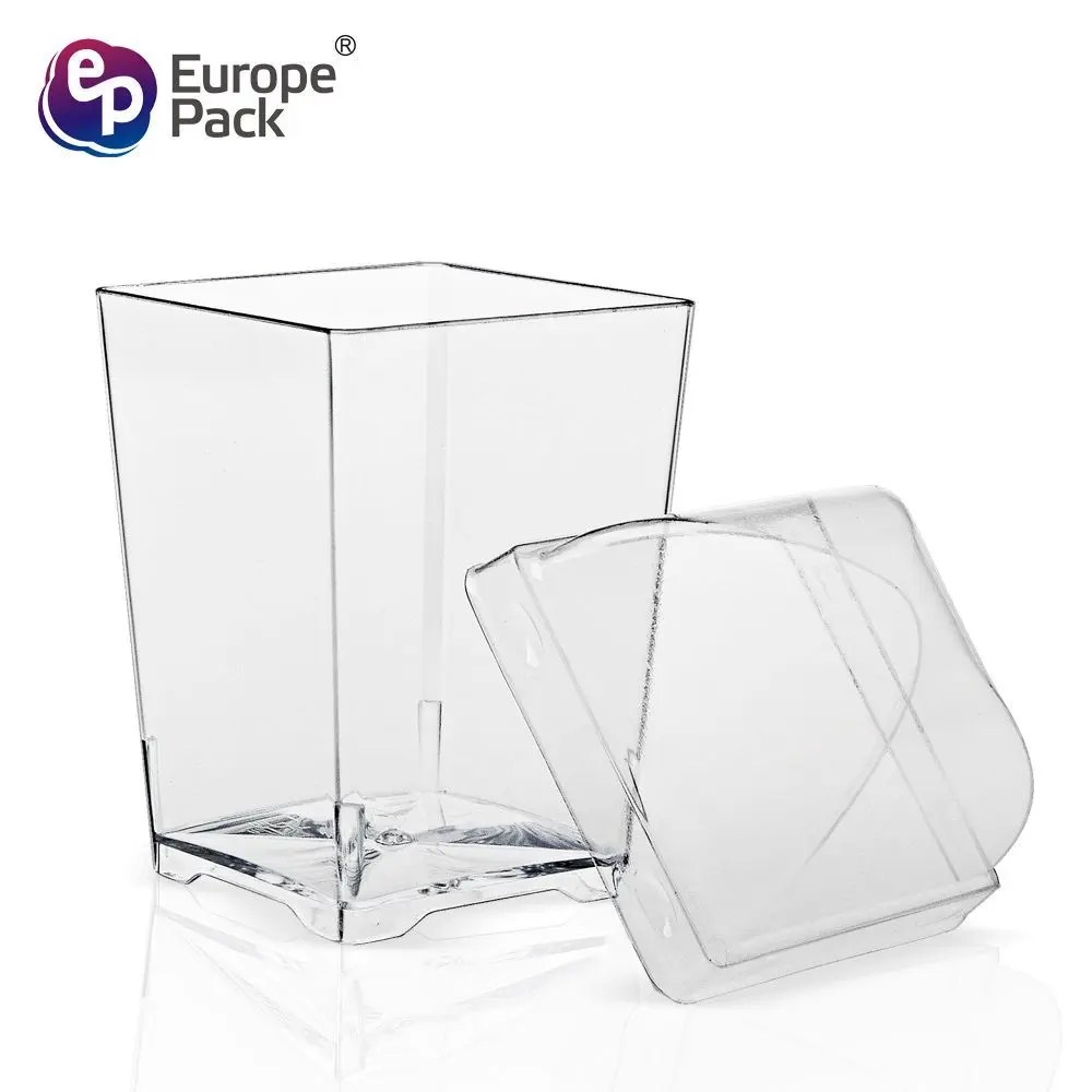 OEM Food grade square dessert cup with PET lid Manufacturer and Factory EuropePack
