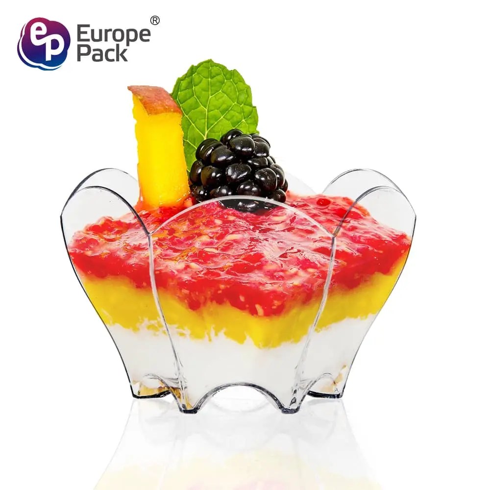 OEM FLOWER SHAPE DESSERT CUP Wholesale custom 90ml plastic flower