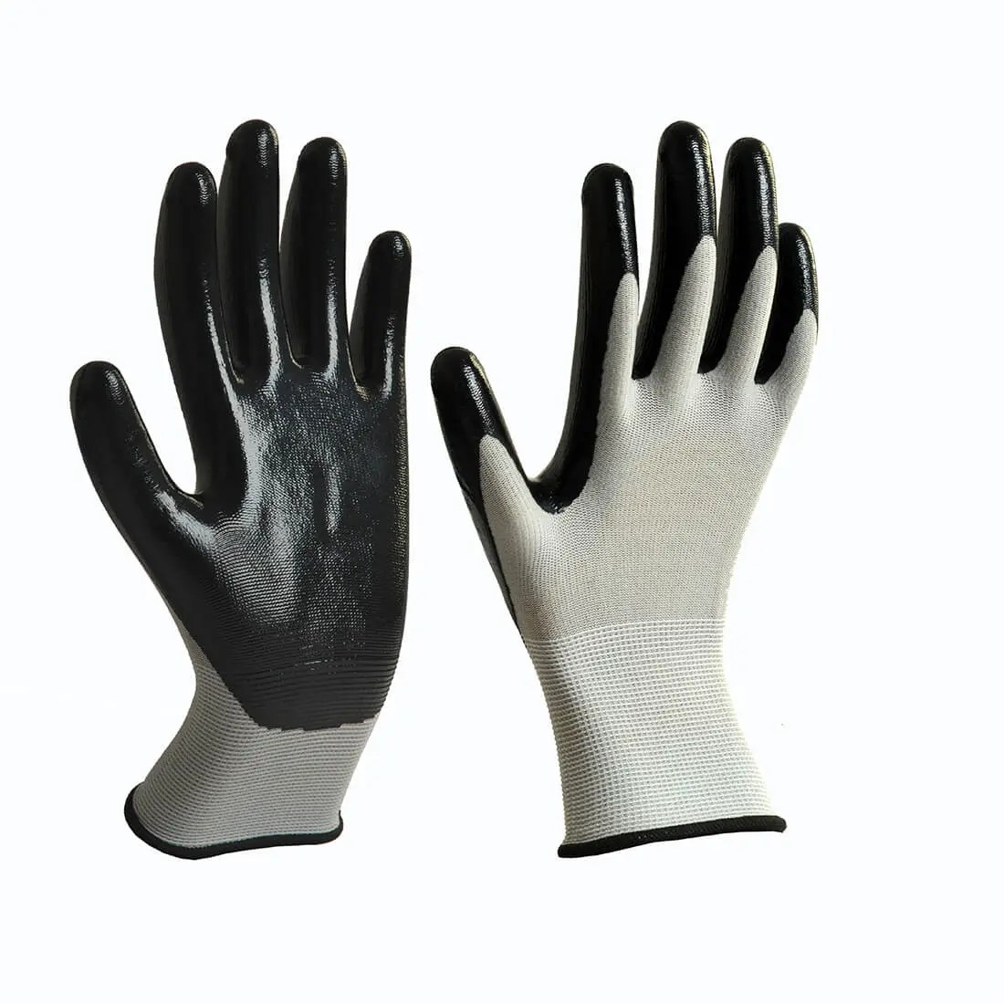China Chinese Professional Black Nitrile Gloves Nylon/polyester liner