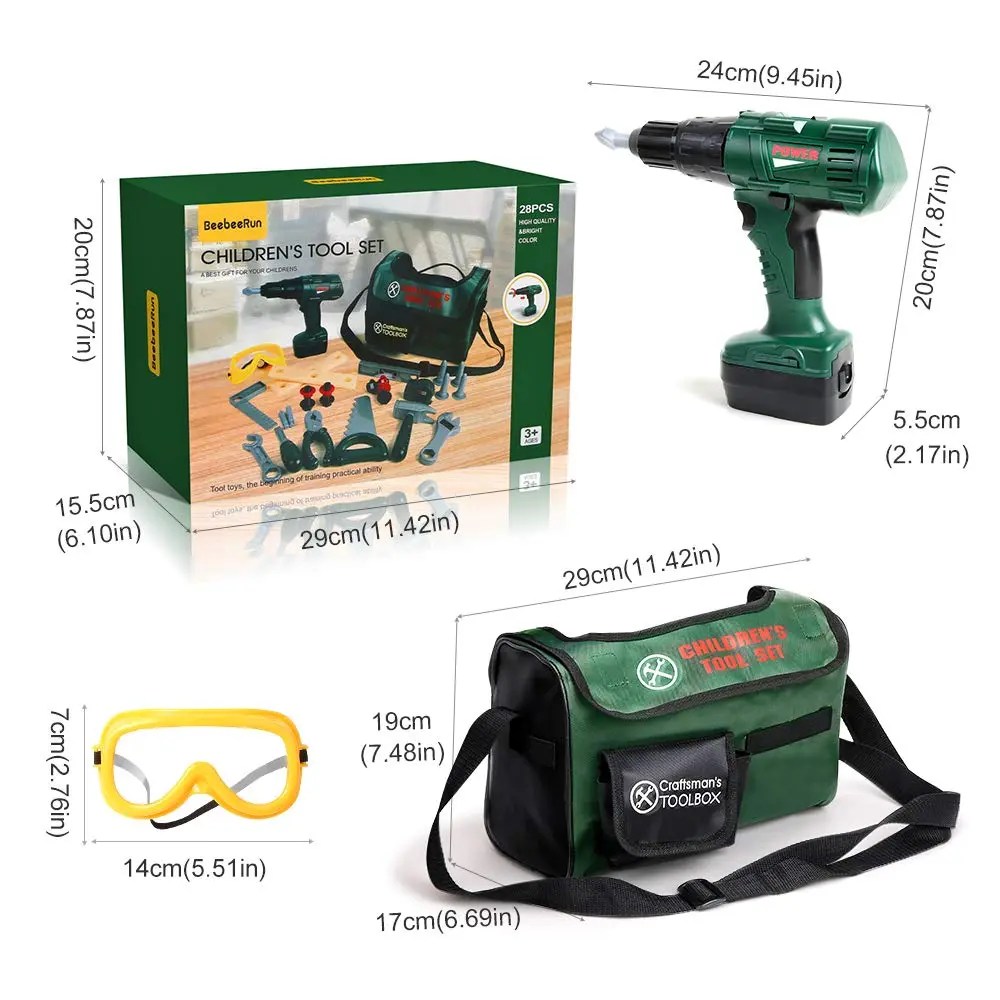 Best BeebeeRun Kids Tool Set with Electronic Cordless Drill 28 Pcs