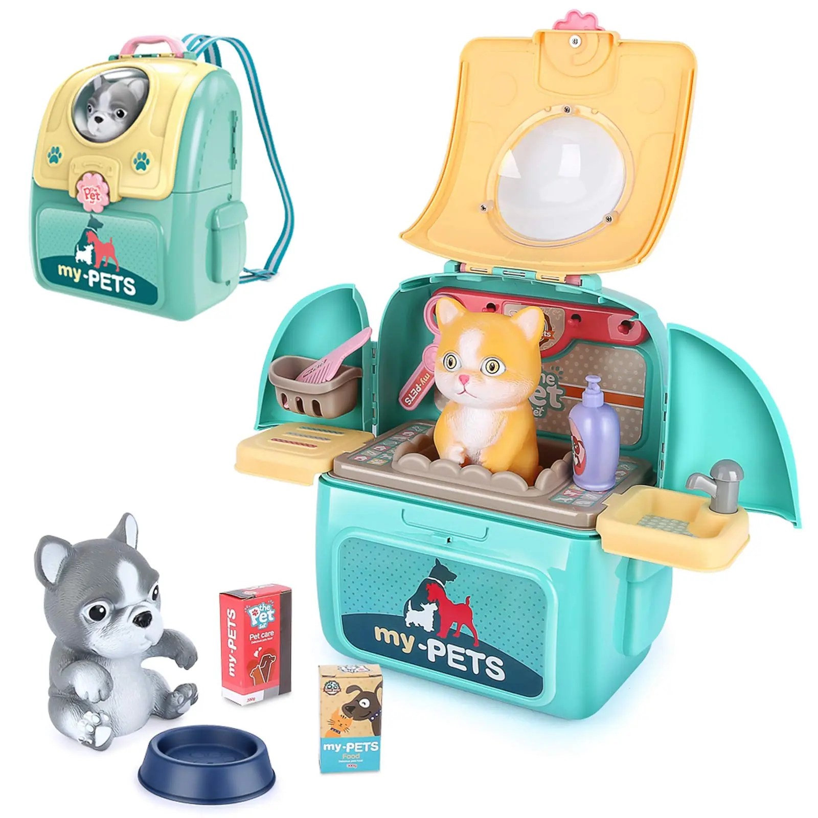 Best LBLA Pet Care Play Set for Kids Dog Cat Backpack Pretend Toys for