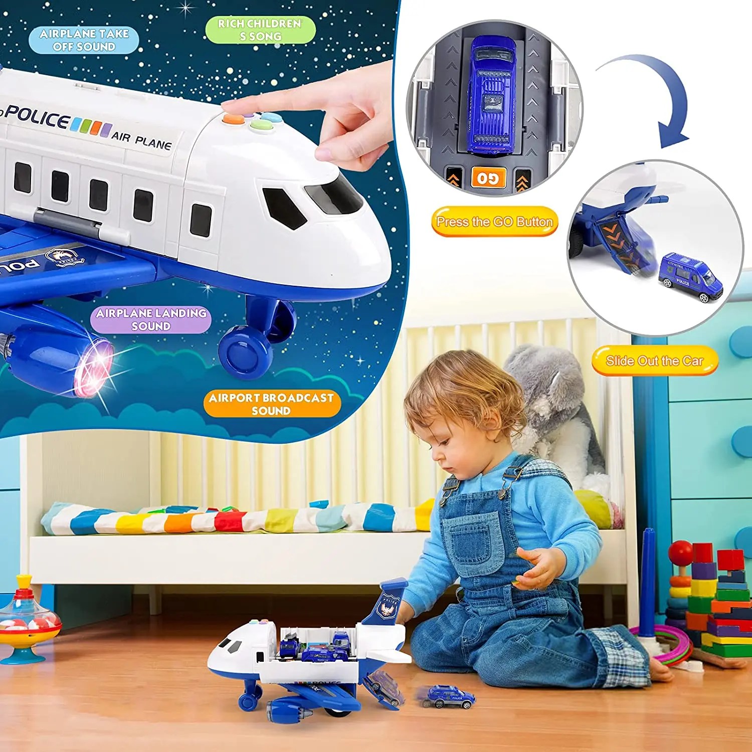 Best BeebeeRun Airplane Toys for Kids, 5in1 Transport Cargo Airplane