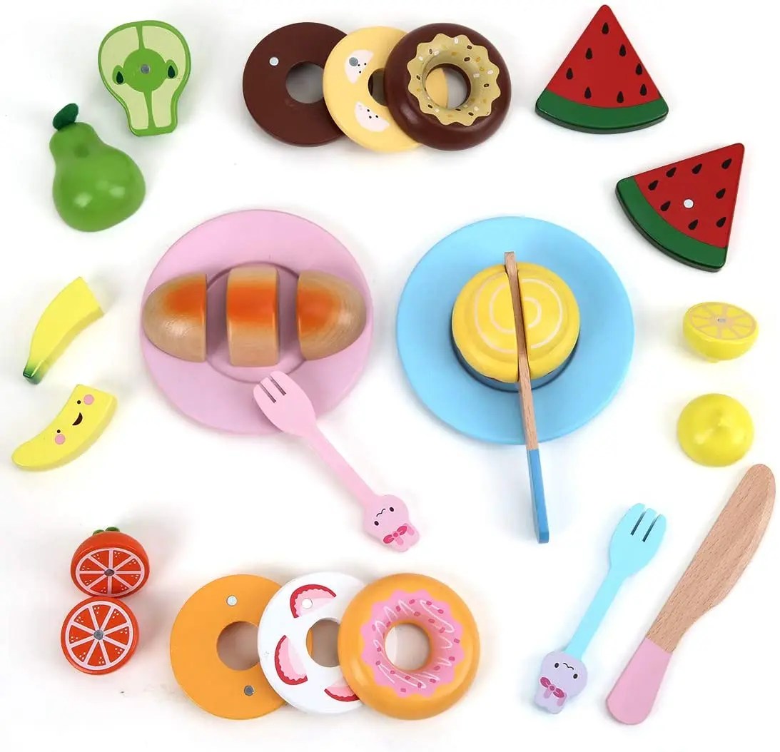 Best BeebeeRun 17 Pcs Pretend Food Toy for Kids, Slice & Share Picnic