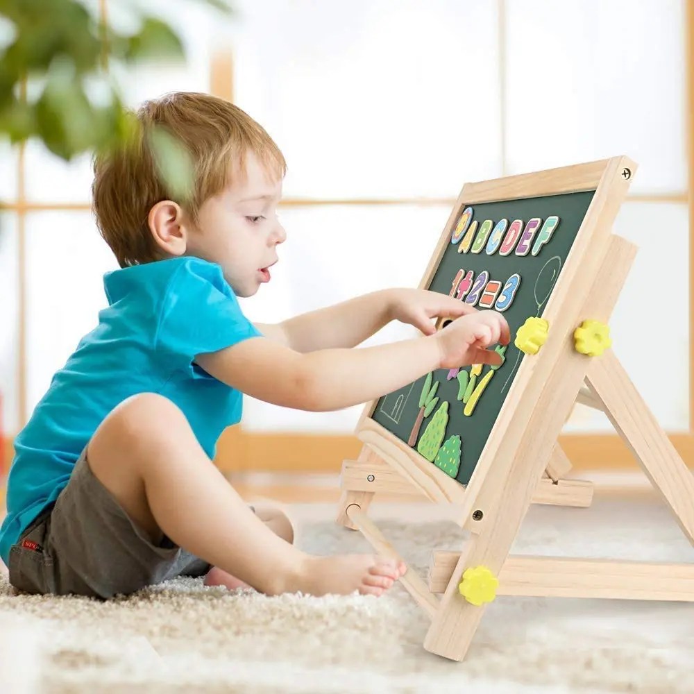 Best Kids Tabletop Easel with Paper Roll DoubleSided Whiteboard