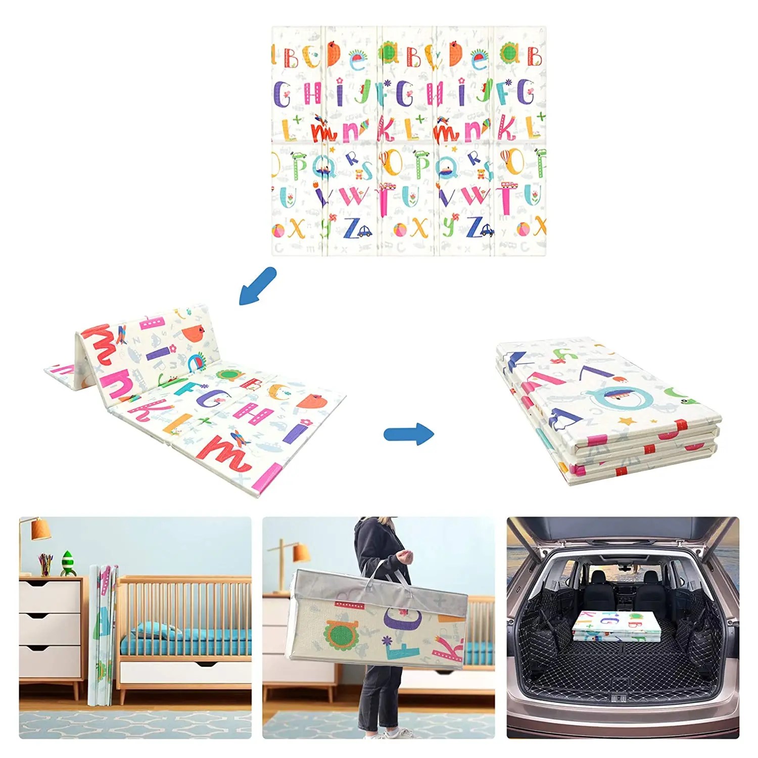 Best Foldable Baby Play Mat 0.6 Inch Thick Waterproof Baby Crawling Mat