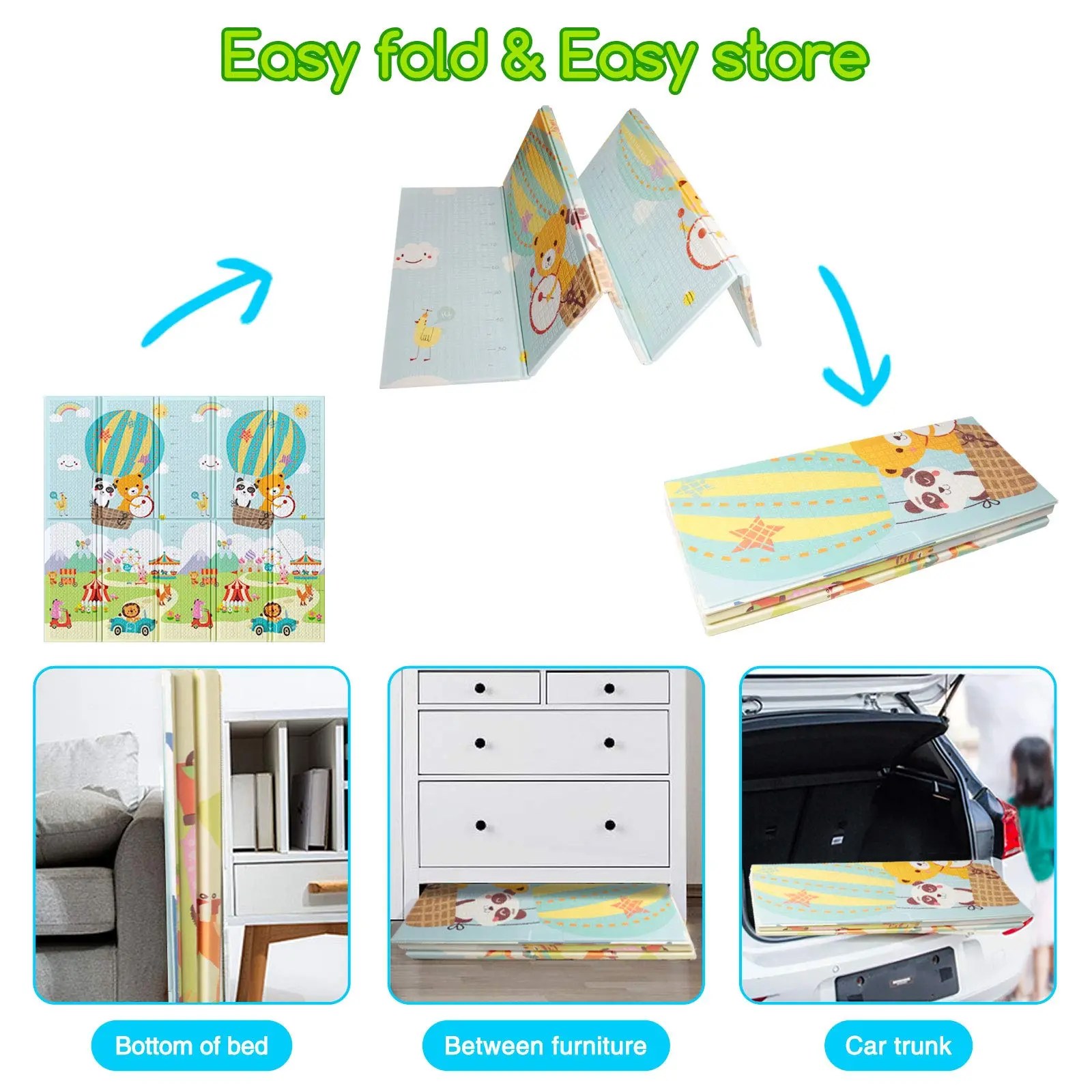 Best Baby Play Mat, Extra Large Baby Floor Mat, Portable Waterproof Non