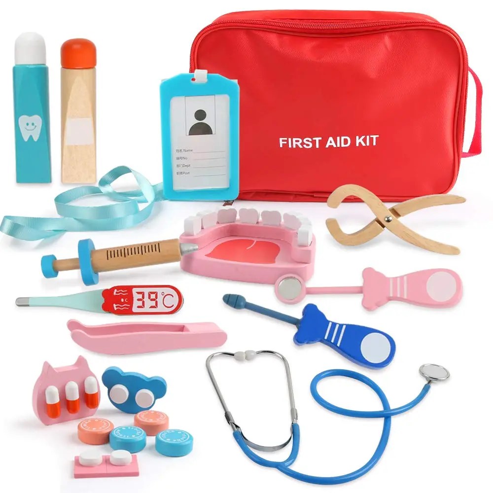 Best BeebeeRun Toy Doctor Medical Kits for Kids 19PCS Wooden Role