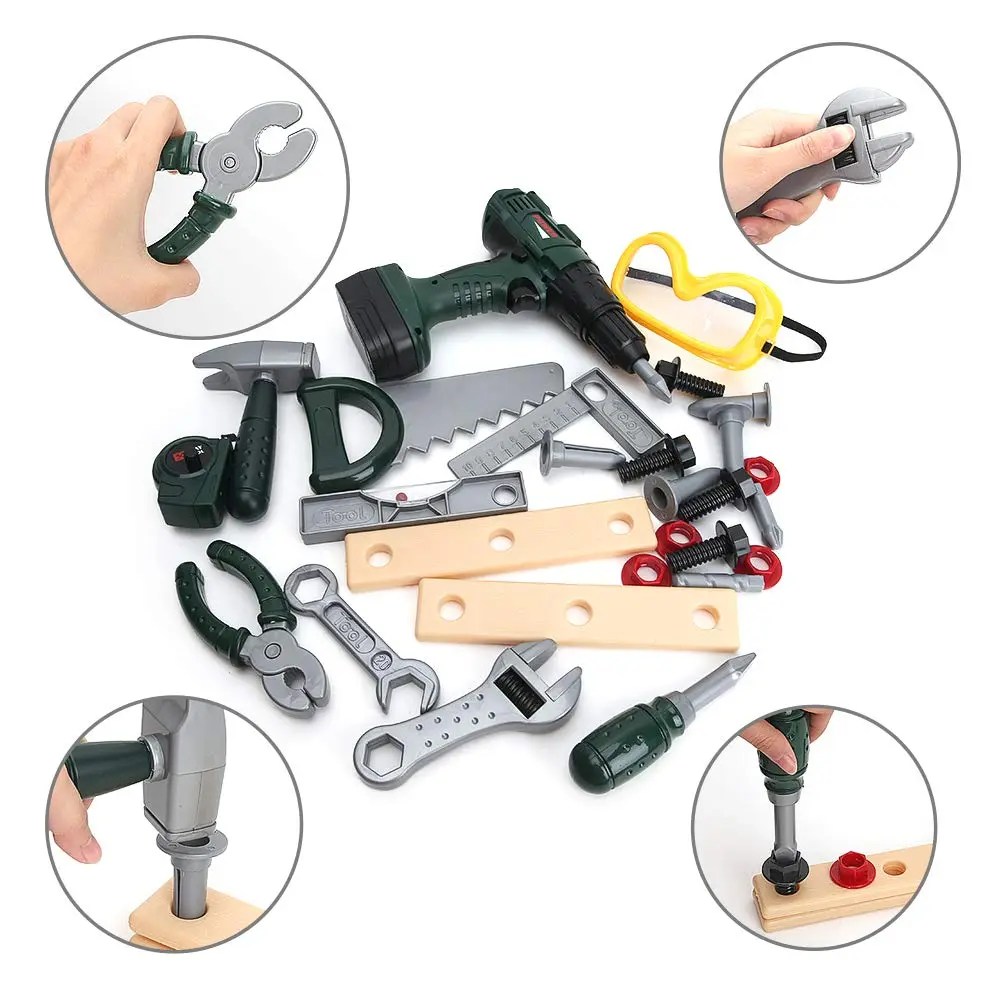 Best BeebeeRun Kids Tool Set with Electronic Cordless Drill 28 Pcs